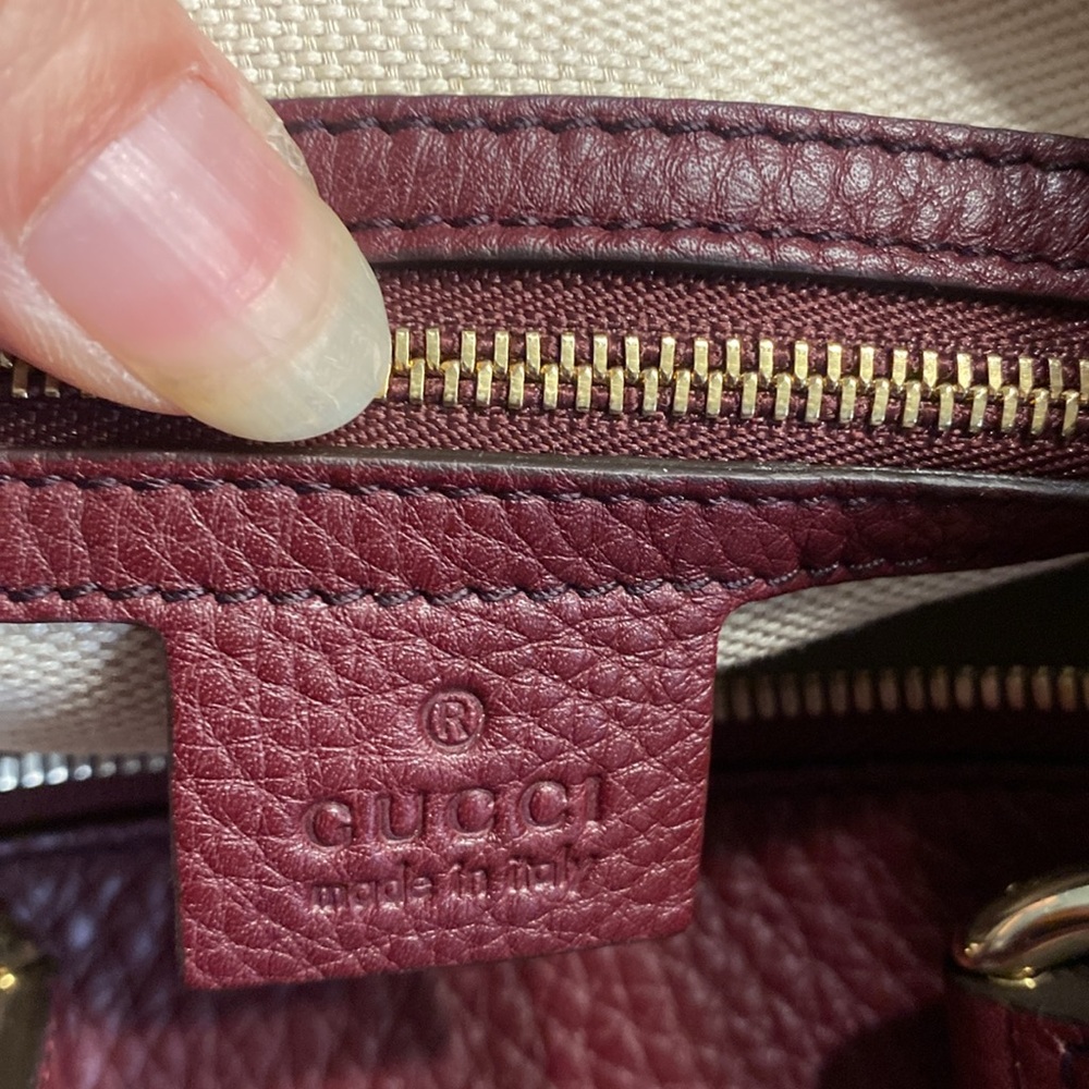 Gucci SoHo Bordeaux Leather Bowler Boston Bag Interlocking GG With COA and Dusty - Picture 13 of 15